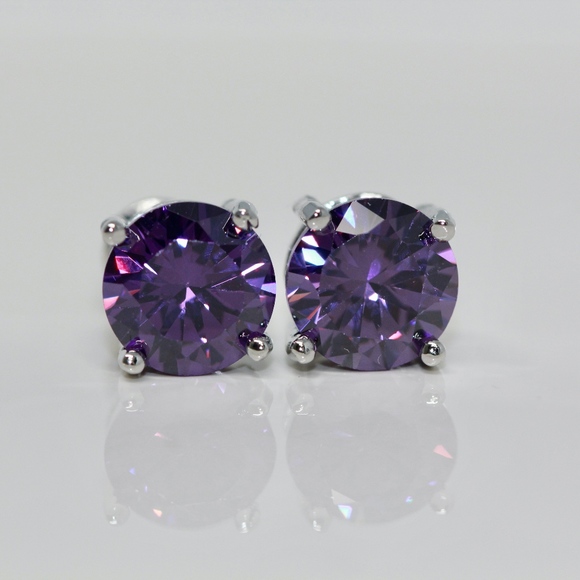 Jenna Jameson Jewelry - 18k Gold Dipped Purple TiffanyStyle 4 Prongs Studs